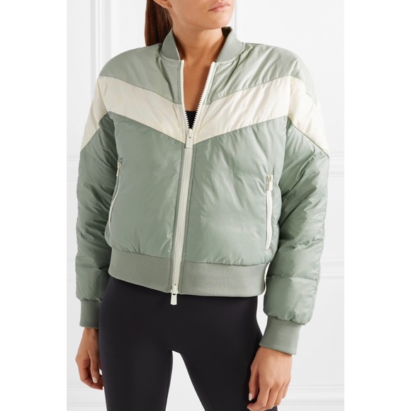 All Access Retro Color Block Quilted Shell Down Bomber Moto Jacket Size XS - Picture 2 of 12